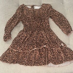 Biscotti Brown Leopard Print Kids Dress